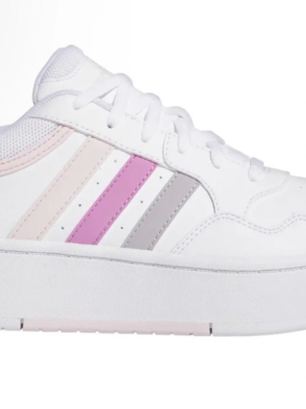 adidas White Hoops 3.0 size 6 Bold Lace Sneakers with Pink Stripes